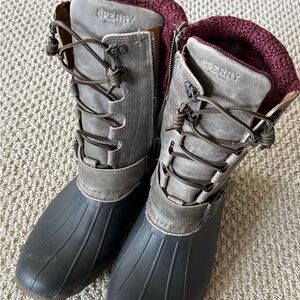 Sperry Gray and Black Duck Boots